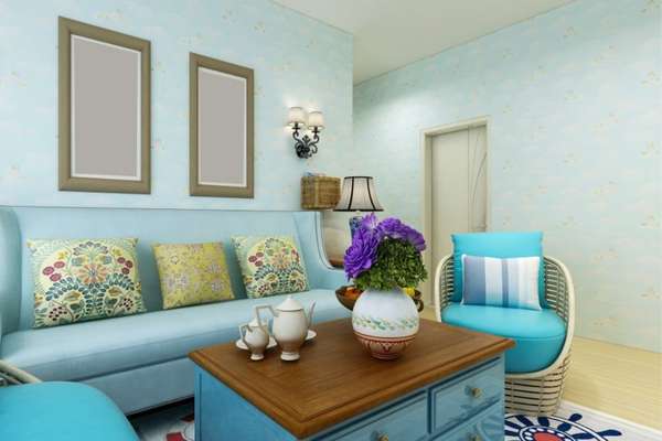 A Coastal, Teal Living Room