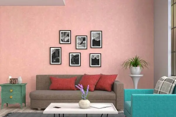 Bring in Peach Colors With a Black Gallery Wall In Living Room