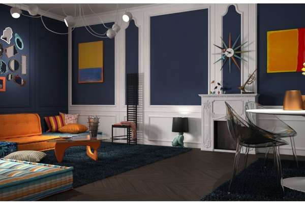 Dark Furniture With Blues In The Living Room