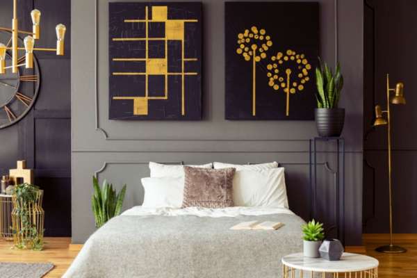 Large Artwork For Bedroom With Black Furniture